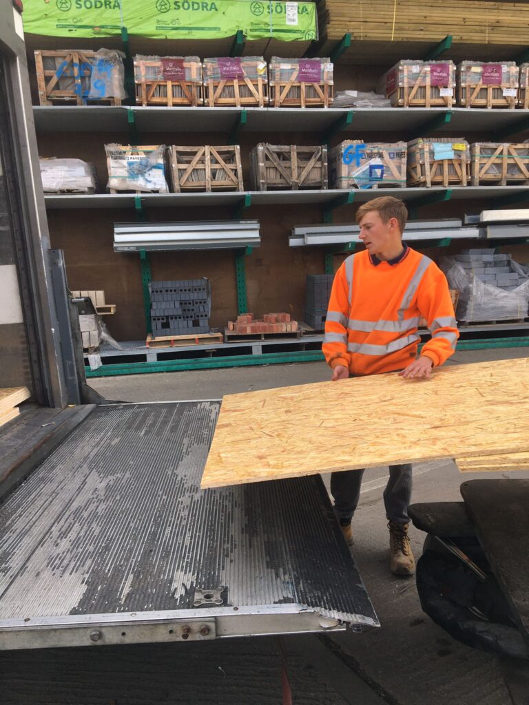 Ceiling boards donated by Lawson Builders of St Albans